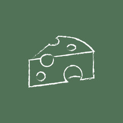 Piece of cheese icon drawn in chalk.