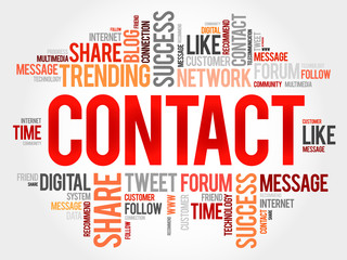 Contact word cloud, business concept