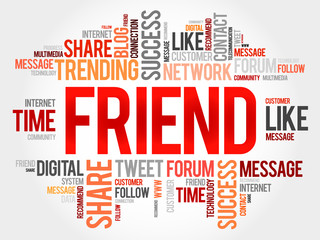 Friend word cloud, business concept