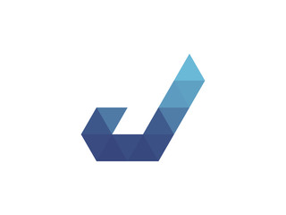 Fototapeta premium J,Letter Blue Triangle Geometric Logo