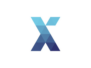 X Letter Blue Triangle Geometric Logo
