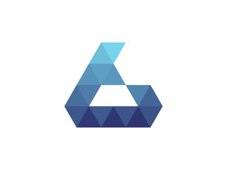 b Letter Blue Triangle Geometric Logo
