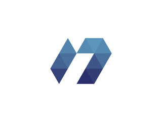 n Letter Blue Triangle Geometric Logo