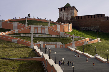 Чкаловская лестница у стен кремля в Нижнем Новгороде.