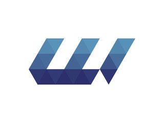 w Letter Blue Triangle Geometric Logo