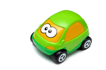 Green toy car isolated