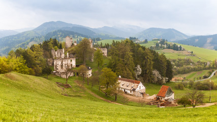 Ruins of Medieval Castle Sklabina near Martin, Slovakia