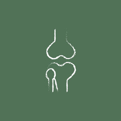 Knee joint icon drawn in chalk.