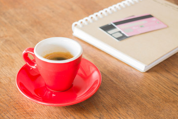 Coffee break on business work table