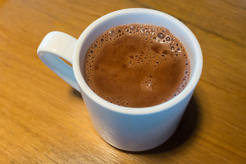 Pure hot chocolate in a white mug