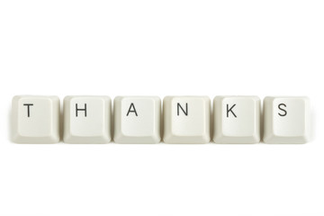 thanks from scattered keyboard keys on white