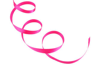 Pink curly ribbon isolated on white