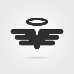 black wings with gloriole and shadow