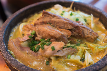 Braised pork ramen on hot rock bowl