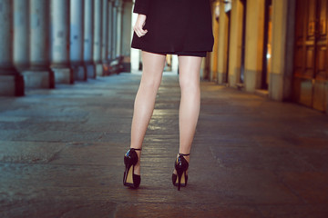 Detail of beautiful legs and high heels
