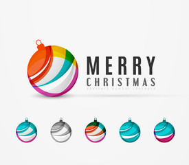Set of abstract Christmas ball icons, business logo concepts