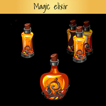 A set of vintage magic elixirs