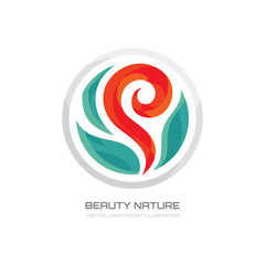 Beauty nature - vector logo creative illustration. Flower logo. Sprout logo. Nature logo. Beauty salon logo. Flower with leaves vector illustration. Vector logo template. Design element.