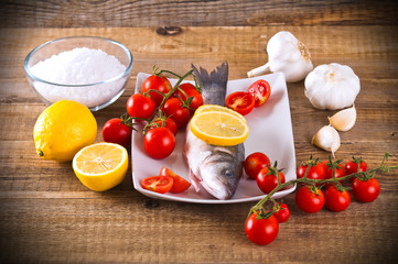 Uncooked sea bass. 