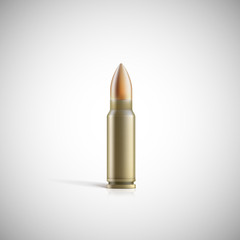 Rifle bullet isolated on white photo-realistic illustration