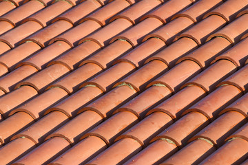 Background ornament terracotta red tiles in the Mediterranean 