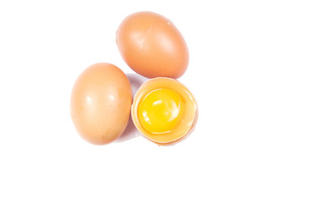 Broken egg isolated on white background
