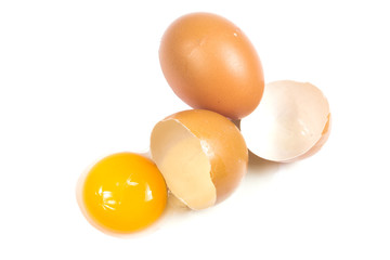Broken egg isolated on white background
