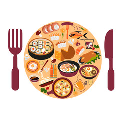 Vector background with Restaurant and  dining icons set