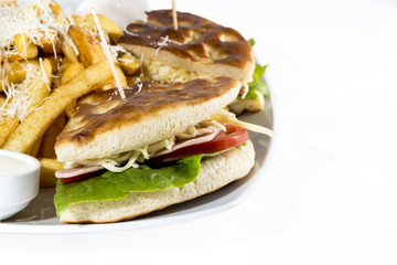 Fast food close up isolated on white background