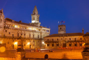 Fototapeta premium Obradoiro Square in evening. Santiago de Compostela