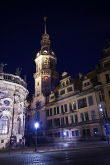 Fototapeta na wymiar Clock tower in Dresden at night
