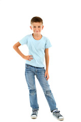 Fototapeta premium Beautiful little boy, isolated on white