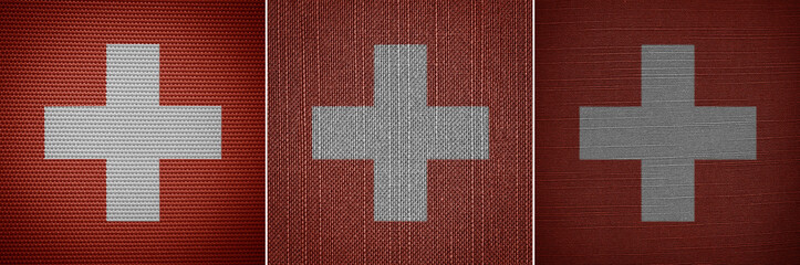 Swiss fabric flags, set