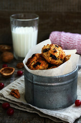 Homemade cereal cookies with nuts for breakfast