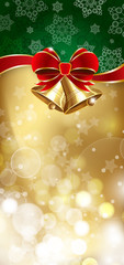 Jingle bells with red bow on a shines background