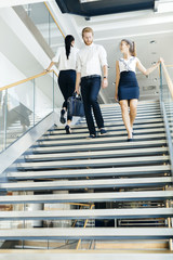 Group of businessman walking and taking stairs