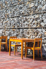Wooden table and chair for dinner