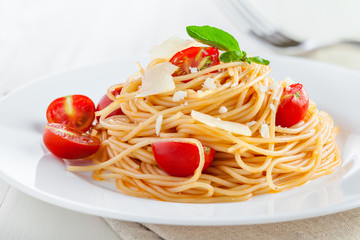 Spaghetti, pasta with tomato sauce