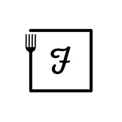  f letter uppercase logo and fork logo design