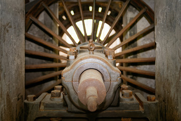 Fly electrically powered turbine of old abandoned textile factory