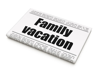 Tourism concept: newspaper headline Family Vacation