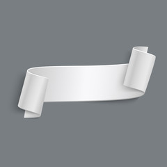 Vector 3d Curved Paper Banner Isolated on Grey Background