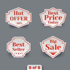 Vector Set of Sale Paper Retro Labels.