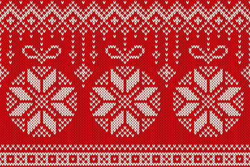 Winter Holiday Seamless Knitting Pattern with Christmas Balls