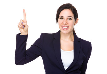 Businesswoman with finger point up