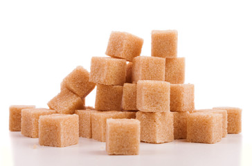Brown cubes of sugar