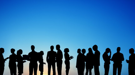 Group Business People Interaction Silhouette Concept