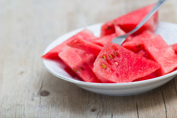 Watermelon slices in a plate