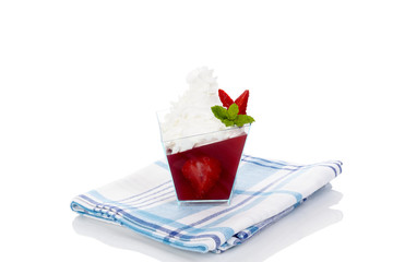 Delicious strawberry jelly dessert.