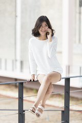 Fototapeta premium asian woman hold mobile